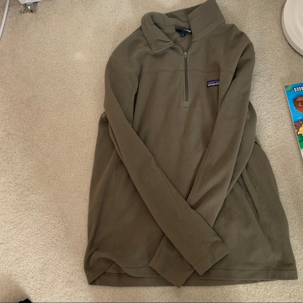 Patagonia Olive Green Quarter-Zip Fleece Pullover